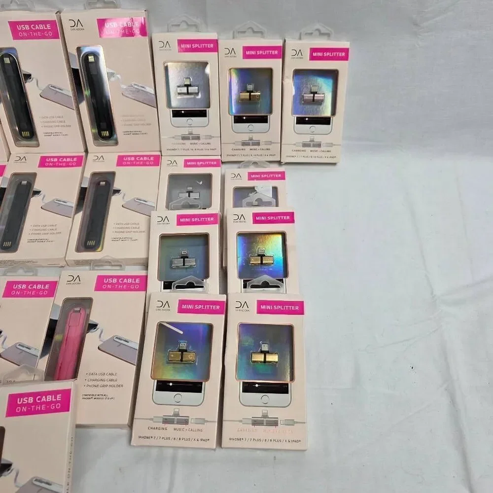 Huge Lot Dan Adora iPhone Accessories – USB Cable On-The-Go & 3-in-1 Mini Splitt